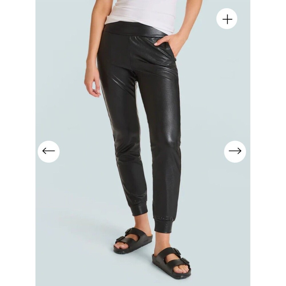 COMMANDO FAUX LEATHER BLACK JOGGERS STYLISH CHIC MINIMALIST M Medium